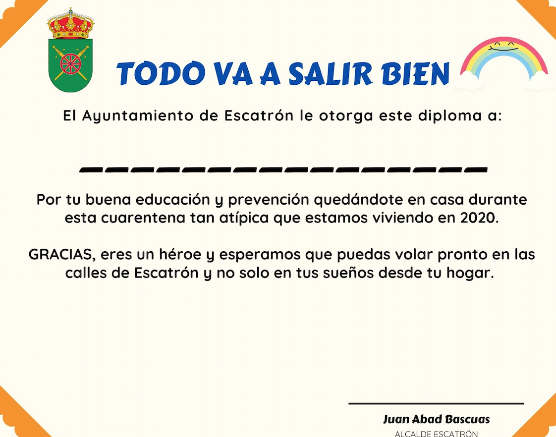Covid 19: Escatrón entrega diploma a los héroes del confinamiento